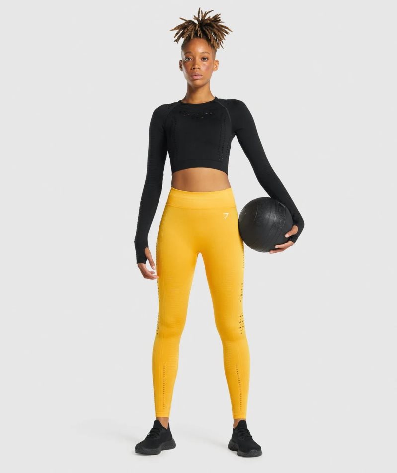 Women's Gymshark Glow Seamless Leggings Yellow | CA 6D8105